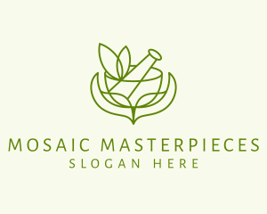 Green Herbs Pestle  logo design