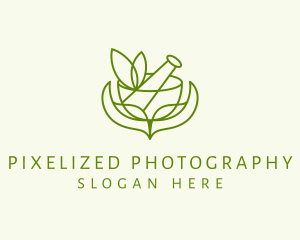 Green Herbs Pestle  logo design