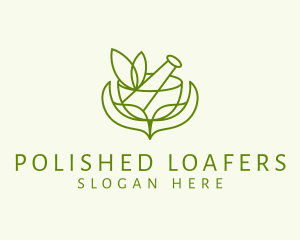 Green Herbs Pestle  logo design