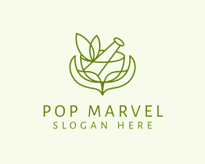 Green Herbs Pestle  logo design