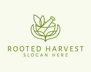 Green Herbs Pestle  logo design