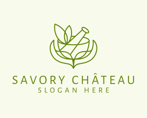 Green Herbs Pestle  logo design