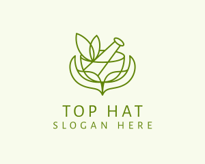 Green Herbs Pestle  logo design