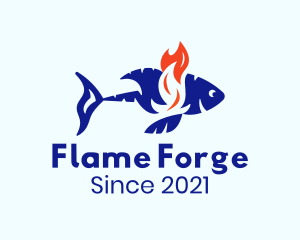 Flaming Tuna Fish  logo design