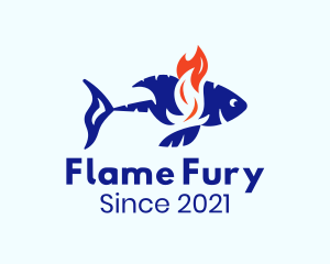 Flaming Tuna Fish  logo design