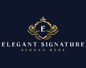 Elegant Lion Shield logo design