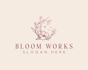 Floral Moon Flower logo design