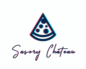 Pizza Dining Glitch logo design