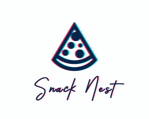 Pizza Dining Glitch logo design