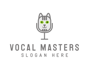 Cat Microphone Mic logo design