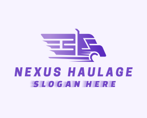 Purple Logistics Truck  logo design