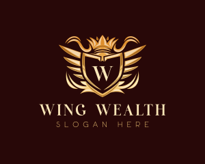 Shield Wing Crown logo design