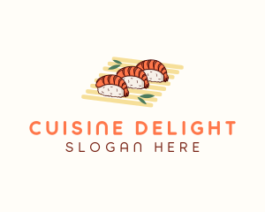 Shrimp Sushi Food logo design