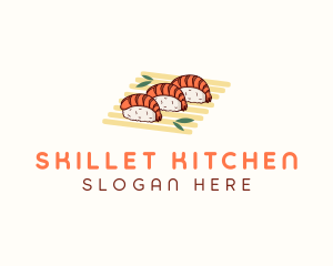 Shrimp Sushi Food logo design