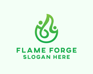 People Leaf Flame  logo design