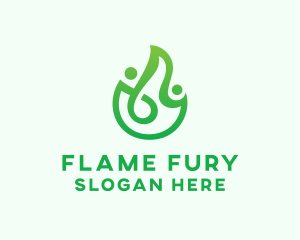 People Leaf Flame  logo design