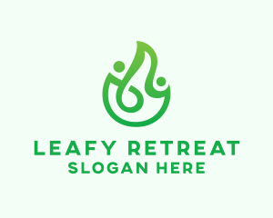 People Leaf Flame  logo design