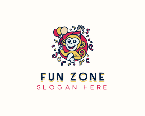 Balloon Party Monkey logo design