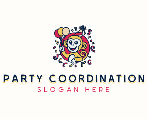 Balloon Party Monkey logo design