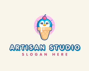 Penguin Dessert Cone logo design