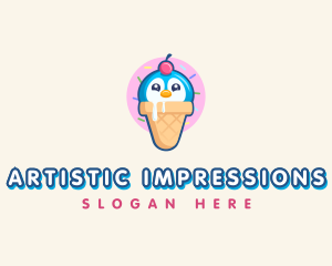 Penguin Dessert Cone logo design