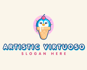 Penguin Dessert Cone logo design