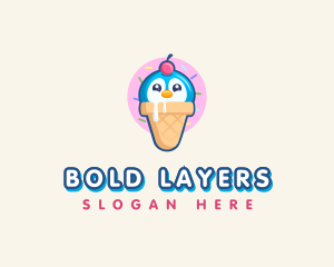 Penguin Dessert Cone logo design