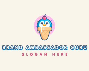 Penguin Dessert Cone logo design