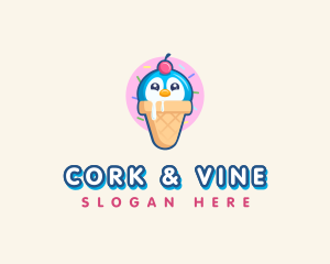 Penguin Dessert Cone logo design