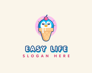 Penguin Dessert Cone logo design