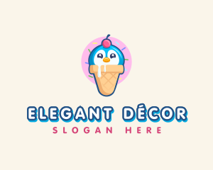 Penguin Dessert Cone logo design