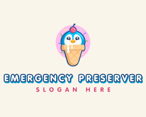 Penguin Dessert Cone logo design