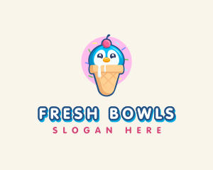 Penguin Dessert Cone logo design