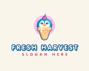 Penguin Dessert Cone logo design