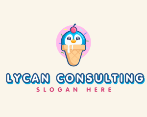 Penguin Dessert Cone logo design