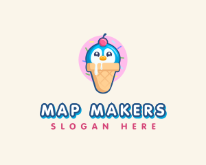 Penguin Dessert Cone logo design