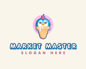 Penguin Dessert Cone logo design