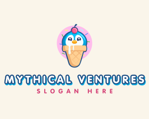 Penguin Dessert Cone logo design