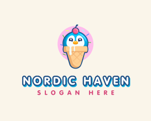 Penguin Dessert Cone logo design