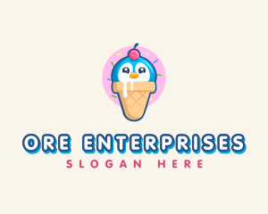 Penguin Dessert Cone logo design