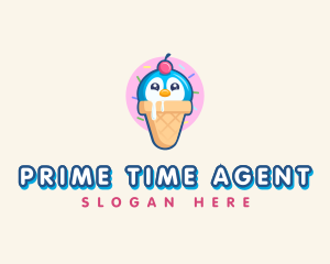 Penguin Dessert Cone logo design