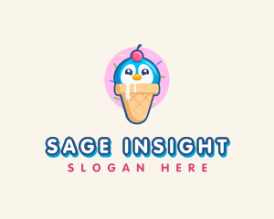 Penguin Dessert Cone logo design