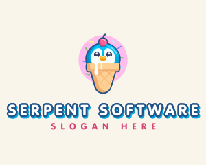 Penguin Dessert Cone logo design