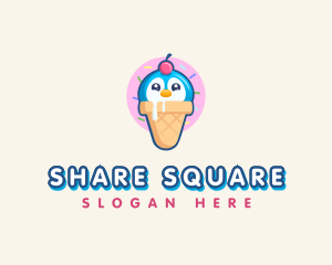 Penguin Dessert Cone logo design