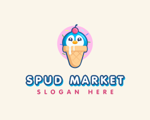 Penguin Dessert Cone logo design