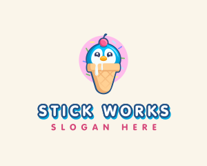 Penguin Dessert Cone logo design