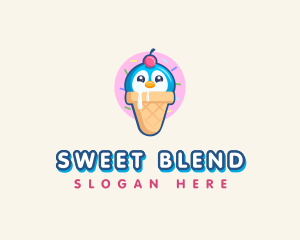 Penguin Dessert Cone logo design