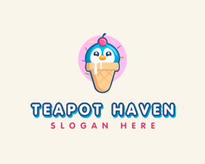 Penguin Dessert Cone logo design