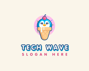 Penguin Dessert Cone logo design