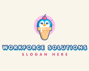 Penguin Dessert Cone logo design